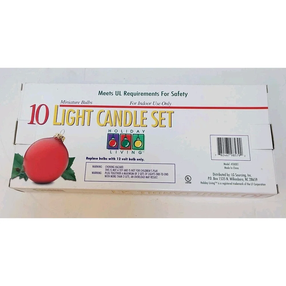Vintage Christmas 10‎ Light Candle Set Candolier Retro Traditional NEW